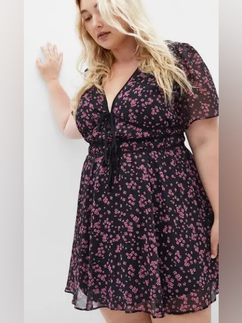City Chic Carrie Print Dress - Cherry